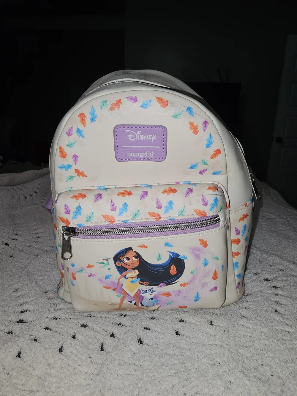 Loungefly Kids Mini Backpack - White with Multicolor Feathers